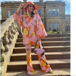 Zara Floral print shirt ,hat and high waisted pants